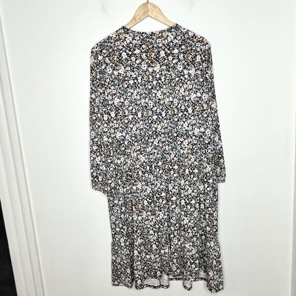 Torrid Floral Print Tiered Faux Wrap Dress Burgundy Womens 2X Wedding Guest Fall - Picture 9 of 10